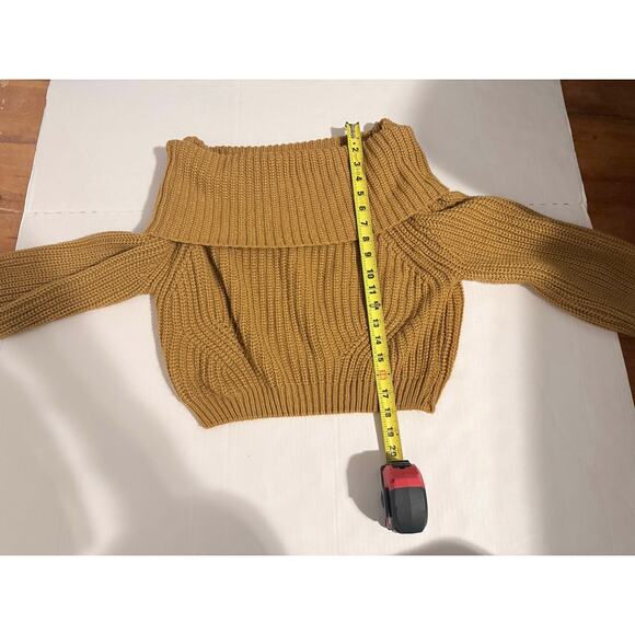 Lulu’s‎ Cowl Knit Cropped Sweater Size Small Yellow/Brown - Picture 6 of 6